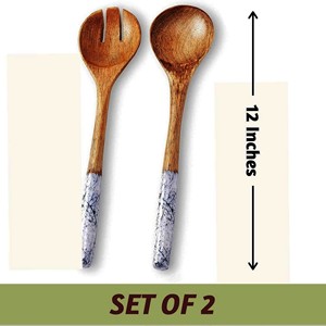 Producto Más Vendido, Accesorios de Cocina, Juego de Servidores de Ensalada de Acacia, Ecológico, Apto para Lavavajillas, Utensilios para Ensalada, Hecho en India - Product Image 4