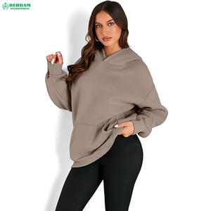 Behram International <b>Women's</b> Pullover Hoodie-Oversized 100% Cotton <b>Lined</b> Drop Shoulder Customize Printing Casual Winter/Autumn - Product Image 1