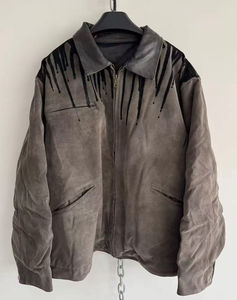 Wholesale Formal Cowboy <b>Suede</b> Leather <b>Jacket</b> for <b>Men</b> Comfortable Custom Canvas High Quality Winter Washed Technique - Product Image 2