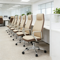 Chaise de bureau de direction moderne, élégante, ergonomique, confortable, avec support lombaire, dossier haut, en cuir synthétique PU