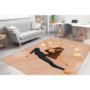 Alfombra Tranquil con Diseño de Chica de Yoga y Luna para Meditación, Pilates, Oficina, Alfombra Goblen - Product Image 1