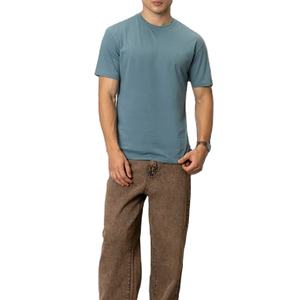 เสื้อยืดคุณภาพสูง 100% ผ้าฝ้าย สำหรับผู้ชาย ทรงหลวม พิมพ์ลายโลโก้ตามสั่ง ระบายอากาศได้ดี บริการ OEM เสื้อยืดผู้ชายแบบสั่งทำ - Product Image 3