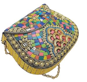 Nuevo Diseño, Bolso de Mano de Resina Hecho a Mano para Mujer/Niña, Estilo Étnico, Cadenas, Cuentas, Impermeable, Mosaico, Cartera India - Product Image 3