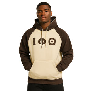 Sudadera con Capucha Iota Phi Theta Neutral Body Marrón con Mangas Raglán, Mezcla de Algodón, Ropa de Fraternidad Griega, Personalizada Divine Nine HBCU - Product Image 1
