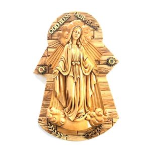 Placa Ovalada de Madera de Olivo, Accesorios Navideños de Lujo para Decoración del Hogar, Juego de Artesanía Sostenible, Belén, Palestina - Product Image 1