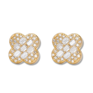 Boucles d'oreilles élégantes en argent sterling 925 D couleur VVS Moissanite avec diamant, fleur certifiée IGI-conçue pour cadeau en argent - Product Image 1