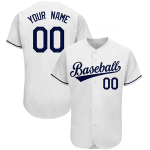 Vente en gros Maillots de baseball personnalisés unisexes Chemises à transfert thermique OEM brodées avec logo antibactérien 100% polyester - Product Image 5