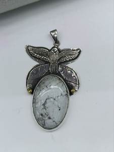 Collier artisanal en argent sterling 925 avec pendentif en turquoise, motif animal (Aigle, Loup, Lion), pierre naturelle, chaîne de 65 cm, pendentif de 5 cm - Product Image 2