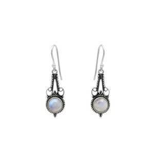 Boucles d'oreilles en pierre de lune arc-en-ciel pour femmes faites à la main en argent Sterling 925 massif bijoux bohèmes à la mode pour la saison des fêtes - Product Image 3