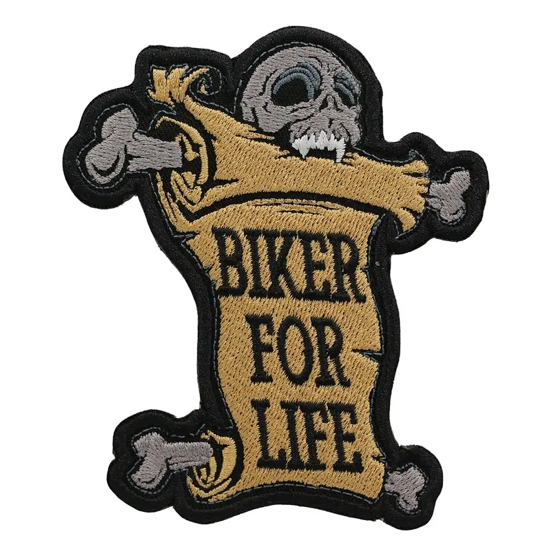 Ride for Life Schädel Stickerei Biker Patch modisch Motorrad-Enthusiast Eisen auf Patch für ein stilvolles Statement