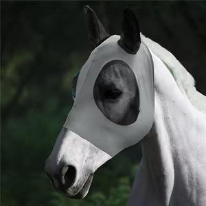 Masque anti-mouches pour cheval d'équitation en plein air avec maille respirante légère et douce, protection intégrale du visage, du nez et des oreilles, protection UV, utilisation estivale, culottes - Product Image 3