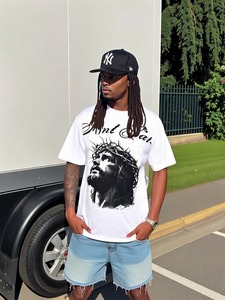 Vente en gros T-shirts unisexe à manches courtes personnalisés pour hommes 100% coton Impression numérique T-shirts vintage surdimensionnés Style décontracté - Product Image 4