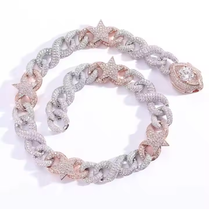 Collar de Cadena Cubana Gruesa con Diamantes de Moissanita, Collar Hip Hop con Aspecto de Diamantes, con Gran Presencia Visual - Product Image 6