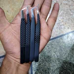 Meilleure vente de pince à cils noir mat ensemble de couleurs volume à 90 degrés solide en acier inoxydable logo personnalisé pince à épiler d'extension de cils - Product Image 4