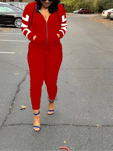 Conjunto Deportivo Casual de Dos Piezas para Mujer, Sobre la Rodilla, Corto, Sólido, con Capucha, para Correr - Product Image 4