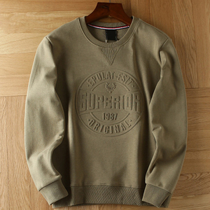 OEM Vintage Sudadera de cuello redondo con patrón en relieve 3D 100% algodón pulóver abrigo superior sudaderas con capucha para hombre en talla grande de invierno - Product Image 3