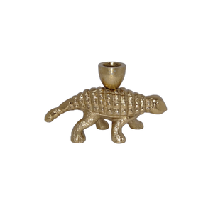 Soporte de vela de aluminio con acabado dorado de estilo de fundición, iluminación decorativa elegante y duradera ecológica para el hogar - Product Image 1