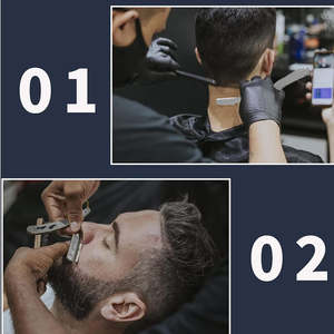 Navaja de Afeitar Plegable de Acero Inoxidable Alemana, Maquinilla de Afeitar para Barba con Cuchilla Desechable, Cuchillo de Afeitar para Barbería - Product Image 2