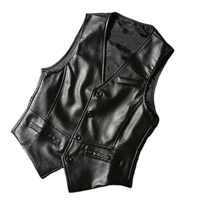 Gilet chauffant en cuir de même style pour hommes et femmes Gilet chauffant pour femmes Gilet en cuir de moto Gilet sans manches pour motard - Product Image 1
