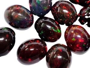 8X6MM Forme Ovale Ethiopien Noir Opale Cabochon Lâche Multi Feu Noir Opale Pierre Haute Qualité Calibré Naturel Noir Opale - Product Image 3