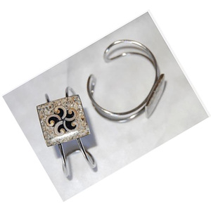 Bracelet en acier inoxydable avec coquillages, bijoux en coquillages, bracelet en acier inoxydable, art des coquillages, bracelet, taille 30x30mm coquille / 60mm bracelet - Product Image 3