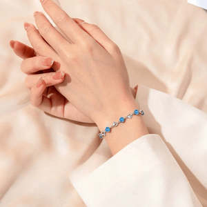 NOVAMART Fine Hallmark <b>Silver</b> Blue Crystal Heart <b>Bracelet</b> Elegant & Luxurious <b>Bracelets</b> <b>Bangles</b> Wholesale Export - Product Image 1