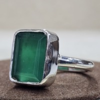 Bague fine en argent sterling 925 Excellente qualité Designer fait à la main Unique Classique Dernière pierre précieuse Onyx vert naturel à la mode