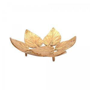 Bol à fruits en laiton pour décoration de table en forme de feuille Design antique en laiton doré bol de service de fruits à frire - Product Image 1