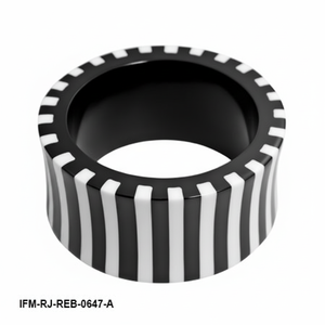 Handmade <b>Black</b> and White Striped Resin Bangle Chunky Bold Stripe Statement <b>Bracelet</b> Jewelry for <b>Women</b> - Product Image 2