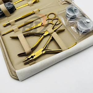 Juego de Pinzas para Extensiones de Cabello, Acero Inoxidable, Dorado, Plasma, Estuche de Cuero Beige, Pinza para Microperlas, Logotipo Personalizado, Herramientas de Peinado - Product Image 6