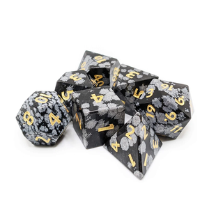 Dados de Piedra de Alta Calidad, Obsidiana Copo de Nieve, Cristal Natural, Piedras Preciosas de Sanación Reiki, Piedra Grabada, Juego de Dados Personalizado, Cristal Vikingo - Product Image 3