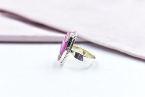 Anillo ajustable hecho a mano Cotton Candy Dahlia en plata de ley para mujer - Product Image 4