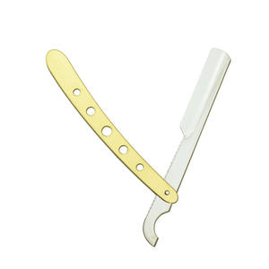 Navaja de Afeitar Premium Dorada para Barba, Hojas de Acero con Alto Contenido de Carbono de un Solo Filo con Sistema de Cuchillas Reemplazables para Uso Profesional - Product Image 2