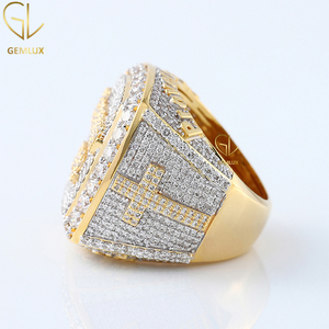Best Quality HipHop Style <b>Iced</b> Out Letter Natural Diamond 14K Solid Yellow Gold Big Fashion Jewelry Men's Diamond <b>Ring</b> - Product Image 5