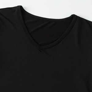 Camiseta de Manga Corta con Cuello en V para Hombre, Color Sólido, para las Cuatro Estaciones, Deportiva, Cómoda, Talla Grande, Informal, Juvenil - Product Image 2