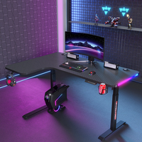 Nouvelle station de travail PC en métal de conception de vente chaude et bureau d'ordinateur durable de table de jeu avec la taille réglable et les bandes de LED