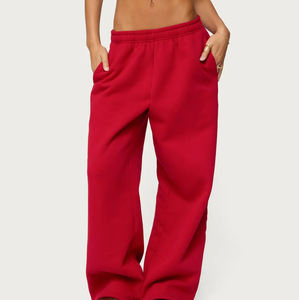 Pantalons de survêtement décontractés pour femmes, couleur unie, respirants, à cordon de serrage, surdimensionnés, 100% coton - Product Image 1