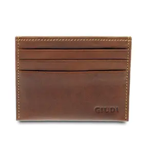 High quality Leather wallet for Man Woman made in Italy cards holder cow leather vacchetta cards holder brown 6232GD02