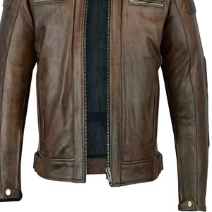Veste en cuir vintage élégante pour hommes, design classique vintage intemporel, mode de qualité supérieure, parfaite pour les vêtements décontractés et le vélo. - Product Image 5