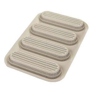 Moule à pain en silicone pour 4 mini baguettes, 17x5,5x2 cm, gris, compatible four, micro-ondes et lave-vaisselle - Product Image 1