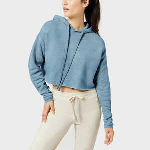 Sweats à capuche d'hiver pour femmes en gros, impression de logo personnalisée, coton, sweat à capuche court pour femmes, polaire tendance - Product Image 1