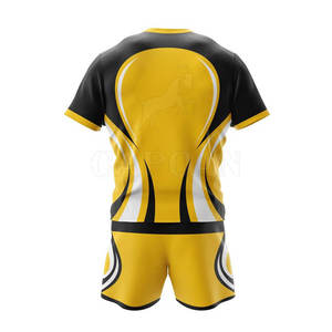 Camisetas de tamaño personalizable conjuntos de uniformes de rugby de tela transpirable cómoda de Color sólido de moda fabricados en Pakistán - Product Image 3