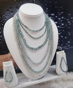 Cuentas de moissanita redondas azul claro, grado AAA, excelente corte, fabricación de cuentas de moissanita azul para collar de cuentas y joyería personalizada - Product Image 1