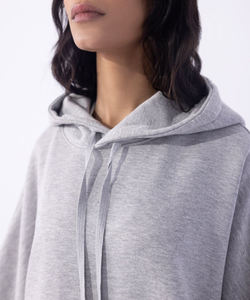 Sweat-shirt pour femme à prix raisonnable, produit haut de gamme, fabriqué au Pakistan, sweat-shirt gris surdimensionné, coupe décontractée, mélange de coton doux, streetwear moderne - Product Image 3