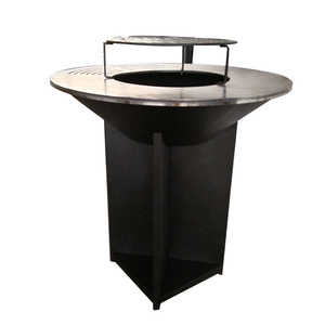 Barbecue moderne de grande taille pour l'extérieur, en acier corten couleur rouille, avec fourneau à bois et <span class=keywords><strong>plancha</strong></span> - Product Image 2