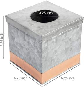 Soporte de papel de Seda de hierro con acabado galvanizado rectangular para caja de pañuelos de Metal decorativa de mesa de hogar y oficina - Product Image 6