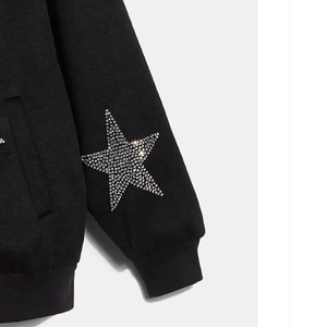 Clothing Manufacturer Low MOQ Custom High Quality 100% Polyester Rhinestone <b>Pattern</b> Zip up Crop Zipper <b>women's</b> hoodies - Product Image 3