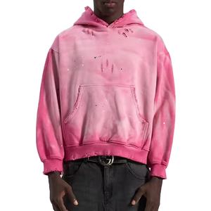 Acid Wash Hoodie Hommes Pull Surdimensionné 380gsm Coton Lourd Distressed Style Casualwear Unisexe Personnalisé Surdimensionné Hoodies - Product Image 1