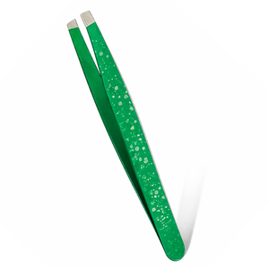 Pinzas para Cejas Verdes de Acero Inoxidable con Punta Inclinada, Herramienta de Belleza para Depilación de Precisión, Pinzas con Recubrimiento Antideslizante de Color - Product Image 1