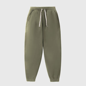 Pantalon de survêtement en coton pur 340G, poids lourd, hiver, uni, molleton français, logo personnalisé, doublure en polaire unisexe, pantalon de survêtement pour homme - Product Image 1